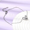 304 Stainless Steel Heart Pendant Necklaces & Bracelets & Stud Earrings Sets SJEW-P008-01P-3