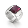 304 Stainless Steel & Glass Finger Rings FS-WGBA2F3-51-1