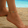 Brass Enamel Flower Link Chain Anklets for Women OS0733-3