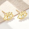 Brass Micro Clear Cubic Zirconia Eye Stud Earrings EJEW-S252-02G-3