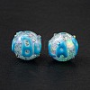 UV Plating Rainbow Iridescent Crackle Acrylic Enamel Beads OACR-I003-07-2