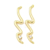 Brass Pave Clear Cubic Zirconia Wave Shaped Connector Charms KK-S386-28G-1