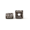 Brass Rhinestone Spacer Beads RB-A013-6x6-01B-2