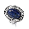 Oval Natural Lapis Lazuli Finger Rings RJEW-M063-01P-14-4