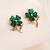 Alloy Rhinestone Clover Stud Earrings for Women FS-WG231BB-01-1
