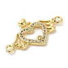 Rack Plating Brass Micro Pave Cubic Zirconia Connector Charms KK-P267-22G-2