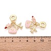 Brass Micro Pave Clear Cubic Zirconia and Enamel European Dangle Charms KK-T079-81G-3