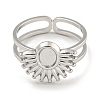 Non-Tarnish 304 Stainless Steel Sun Open Cuff Ring Components RJEW-A043-01P-2