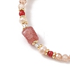 Natural Strawberry Quartz & Agate & Natural Pearl Beaded Bracelets BJEW-C068-08G-3