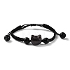 Cat Head Resin Brainded Bead Bracelets BJEW-L701-02B-4