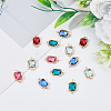 20Pcs 5 Colors Brass Glass Connector Charms GLAA-DC0001-14-3