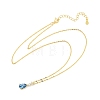 925 Sterling Silver Sapphire Rhinestone Teardrop Pendant Necklace for Women NJEW-V013-01G-4