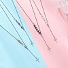 Natural & Synthetic Mixed Stone Faceted Cube Beads & 304 Stainless Steel Cable Chain Tassel Cross Pendant Necklaces NJEW-JN05845-1