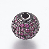 Brass Micro Pave Cubic Zirconia Beads ZIRC-E134-10mm-06B-1