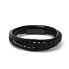 Ion Plating(IP) Braided Microfiber Leather Multi-strand Bracelets for Men BJEW-Z081-17EB-3