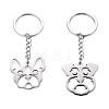 2Pcs 2 Styles 201 Stainless Steel Keychains KEYC-TAD0001-15C-1