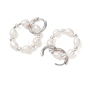 Natural Freshwater Pearl & Synthetic Hematite Bead & 202 Stainless Steel Hoop Earrings EJEW-JE07228-4