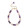 Adjustable Natural Quartz and Freshwater Pearl Beads Bead Bracelets BJEW-JB13031-01-2