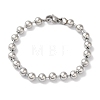 Non-Tarnish 304 Stainless Steel Beads Ball Chain Bracelets for Women BJEW-B092-02A-P-1