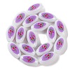 Printing Glass Oval Beads for Necklaces Bracelets Making GLAA-B020-01A-06-3