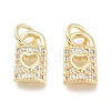 Brass Micro Pave Clear Cubic Zirconia Charms ZIRC-Q024-01G-2