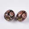 Printed Natural Wood Large Hole Beads WOOD-R251-01B-LF-2