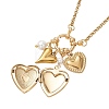 Heart Stainless Steel Locket Pendant Necklaces with Shell Pearl for Women NJEW-JN05954-4