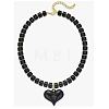 Resin and Plastic Heart Pendant Rondelle Beaded Necklaces with Alloy End Chains FS-WG415CE-06-1