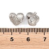 Heart Brass Micro Pave Clear Cubic Zirconia Beads KK-K340-43P-3