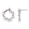 Rack Plating Alloy Wire Wrapped Ring Stud Earrings with 925 Sterling Silver Pins for Women EJEW-T013-03P-2