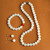 Natural Golden Silk Jade Round Beaded Necklaces & Beaded Bracelets & Dangle Earrings Sets WGE6446-15-1