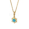 Brass Micro Pave Celar Cubic Zirconia & Enamel Sun Pendant 304 Stainless Steel Cable Chain Necklaces for Women WG112BD-02-2
