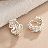 Brass and Imitation Pearl Hoop Earrings for Women FS-WGF43C8-02-1