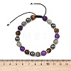 Adjustable Natural Labradorite and Tiger Eye and Non-Magnetic Synthetic Hematite Round Braided Bead Bracelets for Womne BJEW-JB13590-2