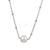 Round Natural Cultured Freshwater Pearl Pendant Necklaces NJEW-JN04965-1