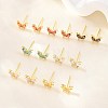 Brass Micro Pave Cubic Zirconia Stud Earrings for Women KK-A305-06G-1