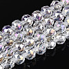 AB Color Plated Transparent Glass Round Beads Strands EGLA-T029-8mm-12T-18-1