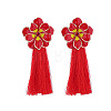 Bohemian Flower Alloy Enamel Tassel Stud Earrings FS-WGC9871-04-1
