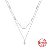 925 Sterling Silver Double Layer Necklaces NJEW-L116-12P-1