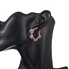 Flower Brass & Natural Amethyst Hoop Earrings EJEW-TA00781-02-4