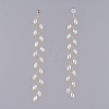 Electroplate Glass Beads Dangle Stud Earrings EJEW-JE03820-02-4