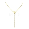 Brass Round Tassel Paperclip Chain Lariat Necklaces for Women NJEW-JN06010-2