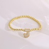 Brass Micro Pave Clear Cubic Zirconia Beaded Stretch Bracelets for Women FS-WGB95F4-19-1