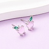 Brass Micro Pave Cubic Zirconia Apple Stud Earrings EJEW-L278-04P-1