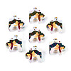 UV Plating Opaque Printed Acrylic European Beads OACR-N153-06D-1