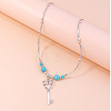 Alloy with Synthetic Turquoise Pendant Necklaces FS-WG9418F-01-4