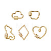 Fashewelry 5Pcs 5 Styles Brass Screw Carabiner Lock Charms KK-FW0001-12-11