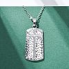 Texture Rectangle with Cross 304 Stainless Steel Pendant Necklaces NJEW-H059-12P-3