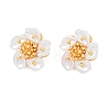 Flower Brass Stud Earring EJEW-L288-006G-2