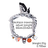 Halloween Alloy Enamel & Rhinestone & Resin & Acrylic Skull Pendant Printed Cloth Scarf Necklaces for Women FS-WG8696E-08-1